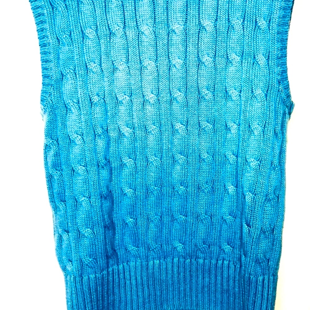 Ralph Lauren Light Blue Cable Knit Sweater Vest - Picture 2 of 7